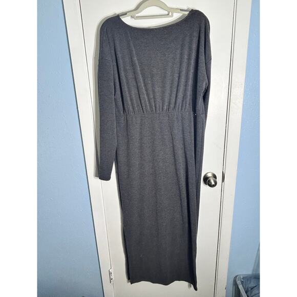 Mimi Maternity Dress Large Gray Midi Side Slit Minimalist Officecore Academia - Picture 7 of 11